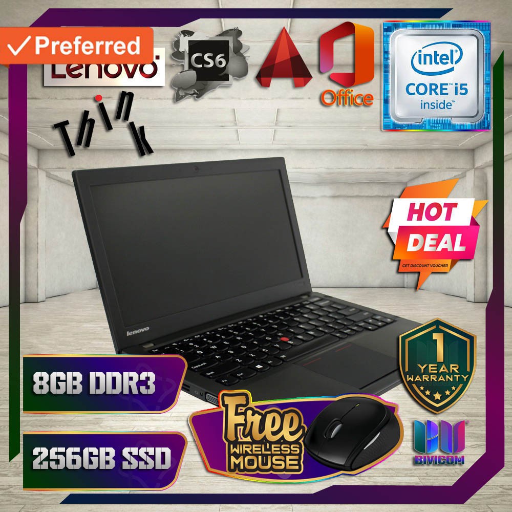 Lenovo Thinkpad X240 Ultrabook Core I5 8gb Ddr3 Ram 256gb Ssd Window 10 Pro Laptop Free Gift Shopee Malaysia