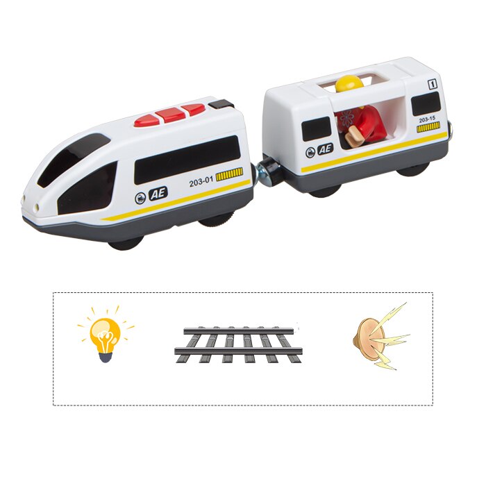 Magnetic Connection Powerful Engine Bullet Train Set Fits Thomas Chuggington Wooden Train and Tracks Battery Operated Action Locomotive Train 
