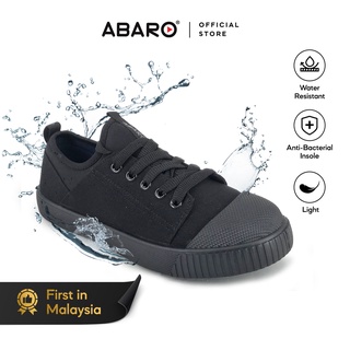 Image of ABARO Water Resistant W2631A Anti-Bacterial School Shoes Black/Canvas Shoes/Kasut Sekolah Hitam/Kasut Sekolah/防水校鞋