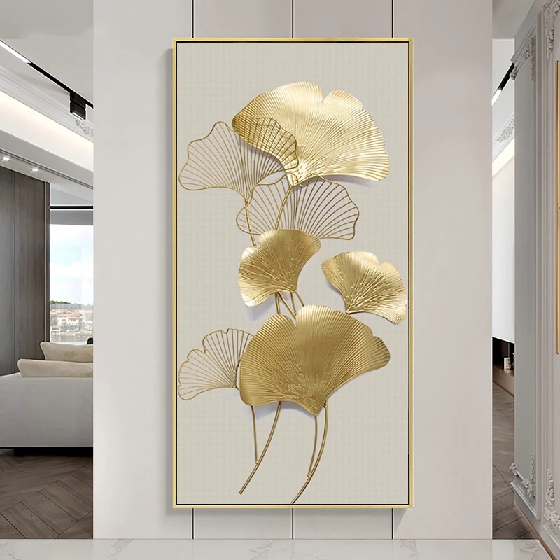 Modern Golden Plant Leaves Luxury Decor Canvas Painting House Wall Art Picture