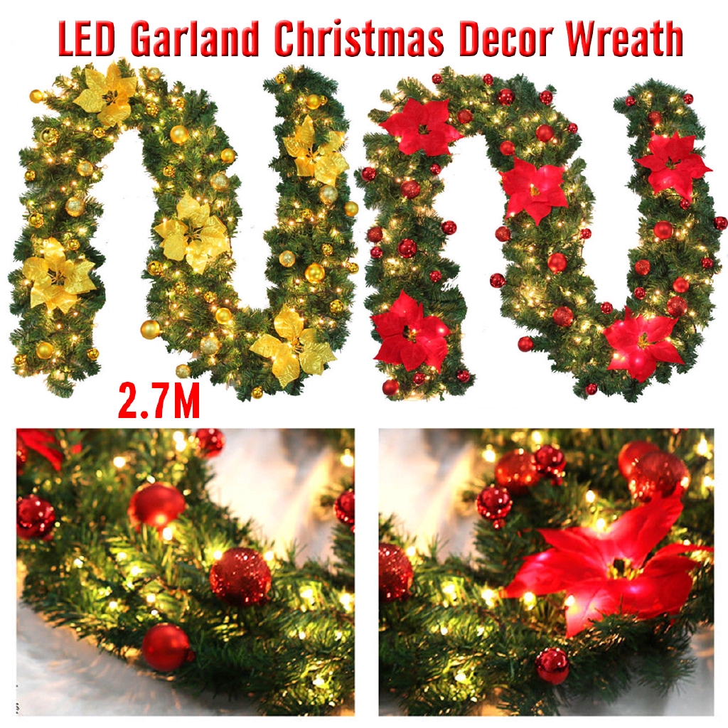 2 7m Led Christmas Garland Pine Tree Fireplace Decoration Shopee