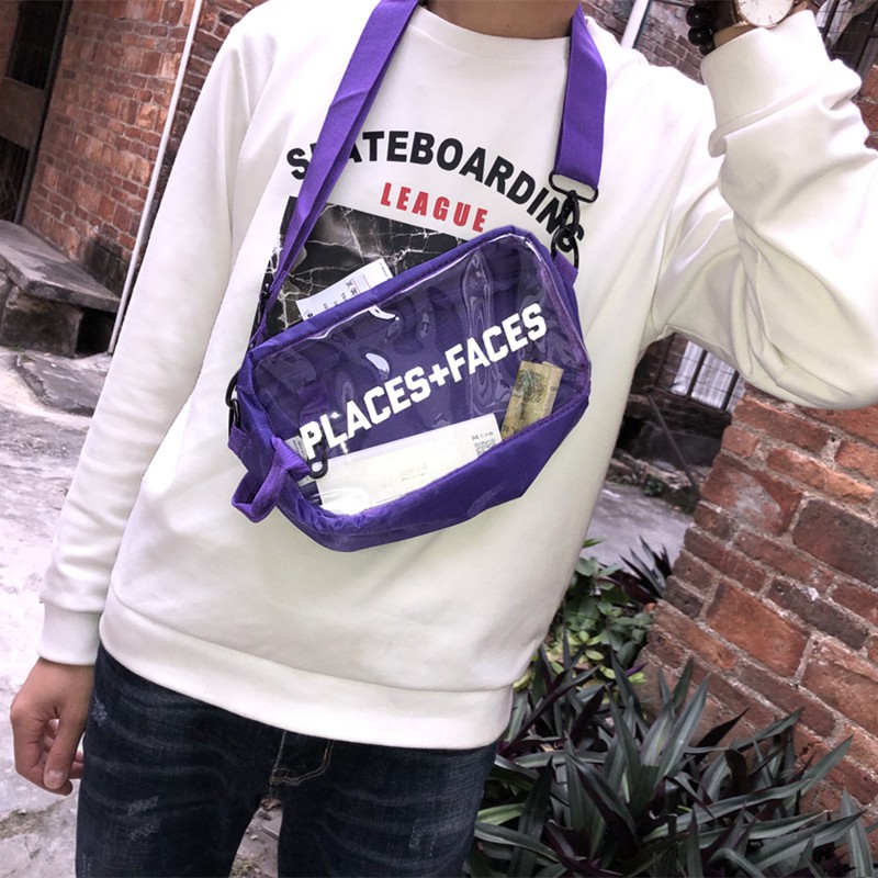 places and faces transparent bag