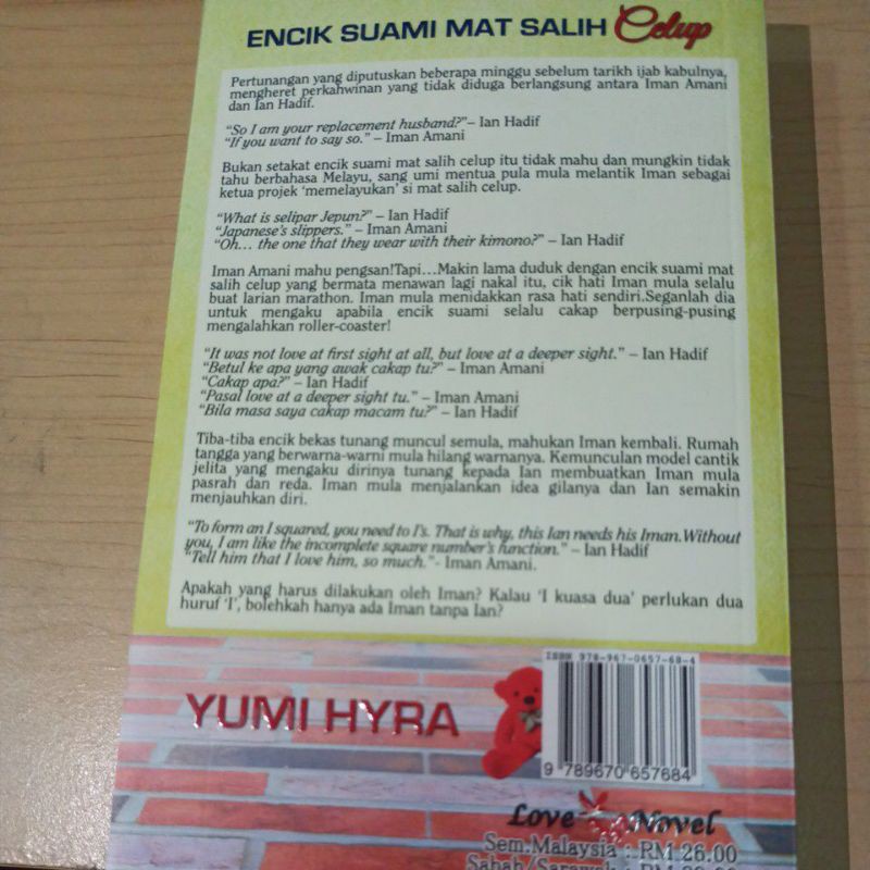 NOVEL MELAYU PRELOVED, ENCIK SUAMI MAT SALIH CELUP BY YUMI HYRA 