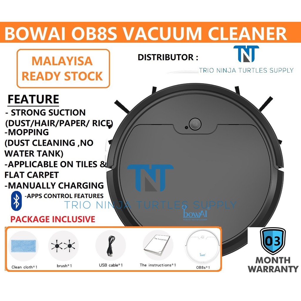(READY STOCK) BOWAI OB8S ROBOT VACUUM CLEANER 3 IN 1( STRONG SUCTION ...