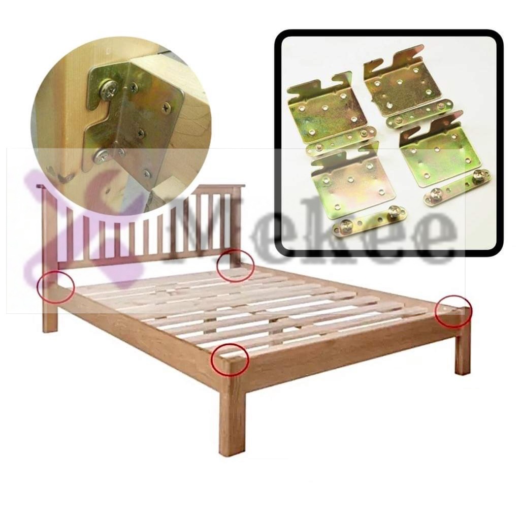 4 pieces Bed frame heavy duty hinge headboard rail hook plate bracket
