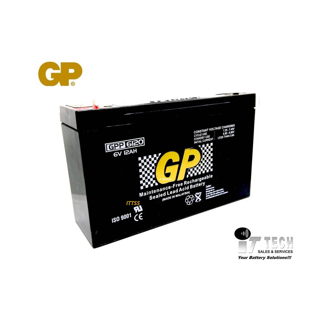 GP Back Up Battery 6V 12AH Rechargeable Sealed Lead Acid VRLA Battery
