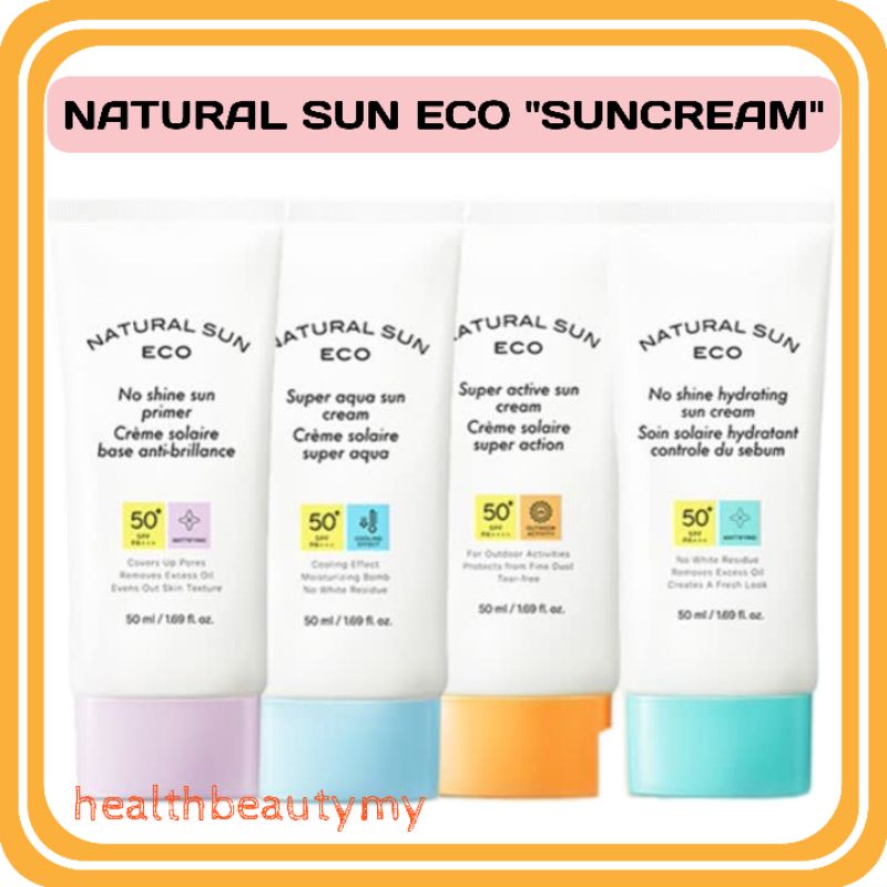 THE FACE SHOP Natural Sun Eco No Shine hydrating sun cream SPF50+ PA+++ 50ml/No Shine Sun Primer SPF50 PA+++ 50ml