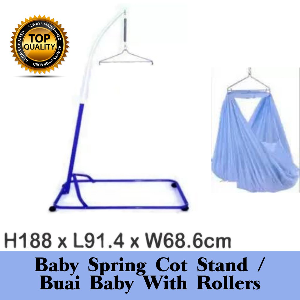 Buaian Bayi / Baby Cradle Swing / Baby Spring Cot Stand With 4 Rollers