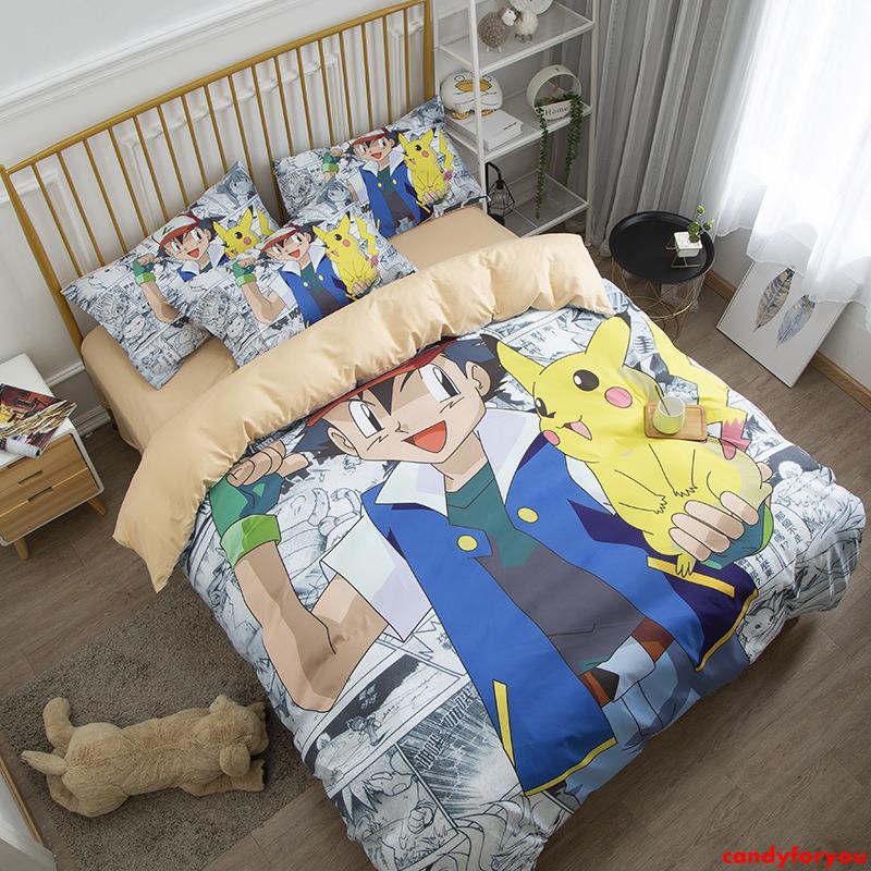 Best Selling 4pcs Set Anime Cartoon Pokemon Pikachu Duvet Cover