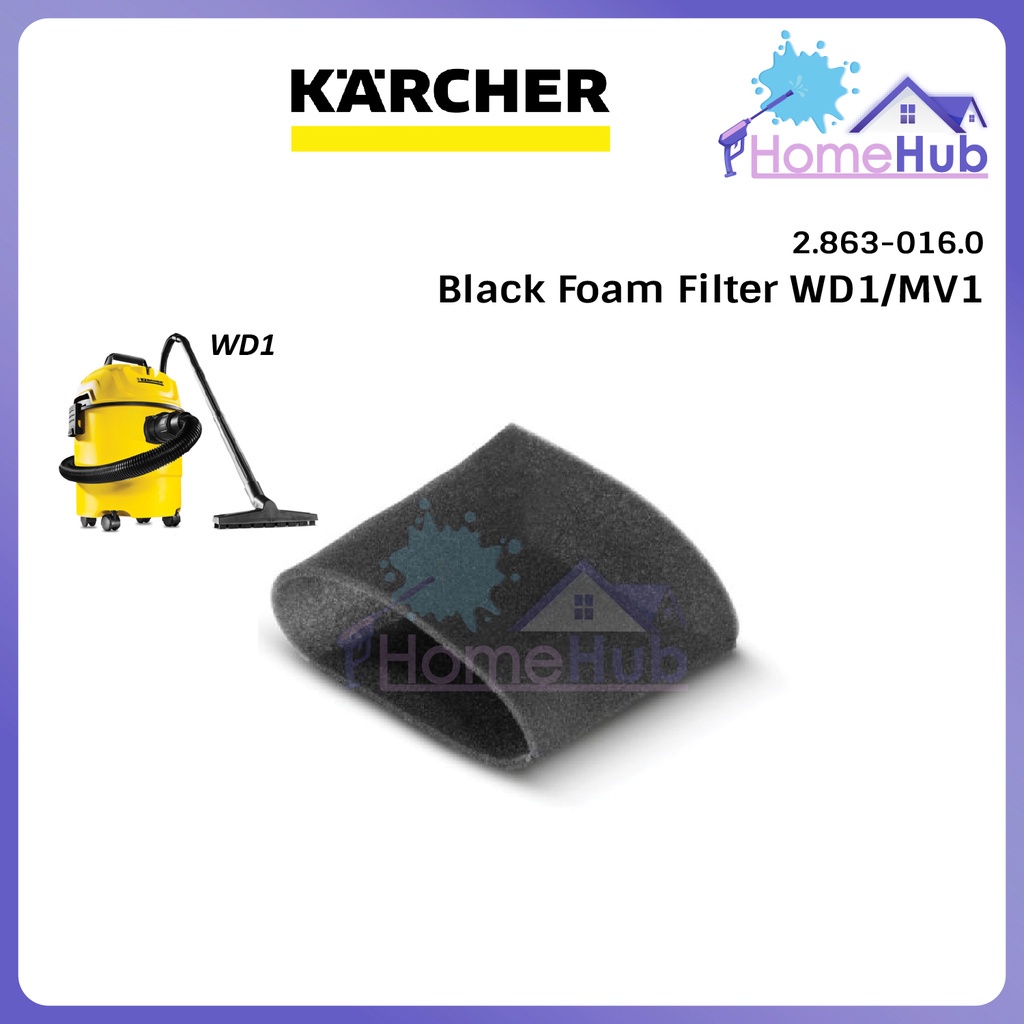 Karcher Black Foam Sponge Filter Bag Karcher WD1 WD1S Filter Foam