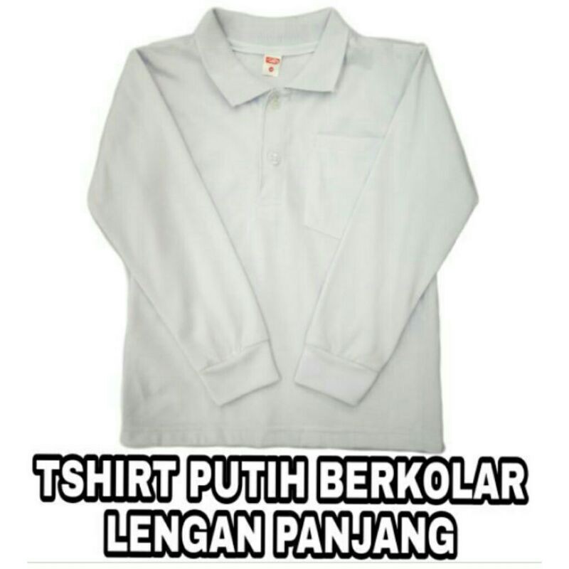 T Shirt Putih Berkolar Lengan Pendek Panjang White T Shirt Cotton With Collar Shopee Malaysia