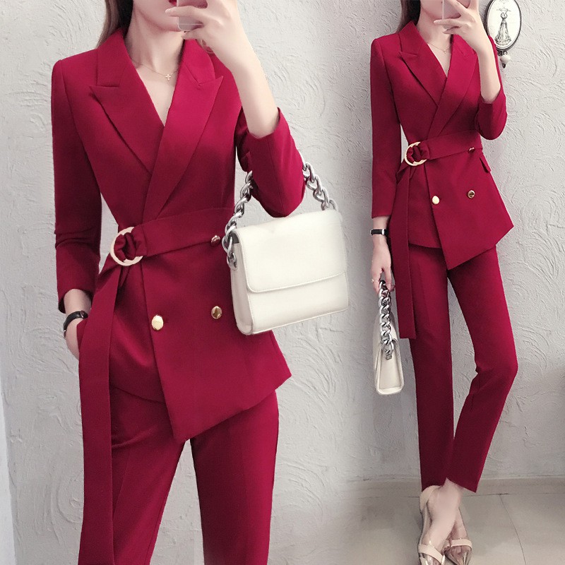 ladies red suit