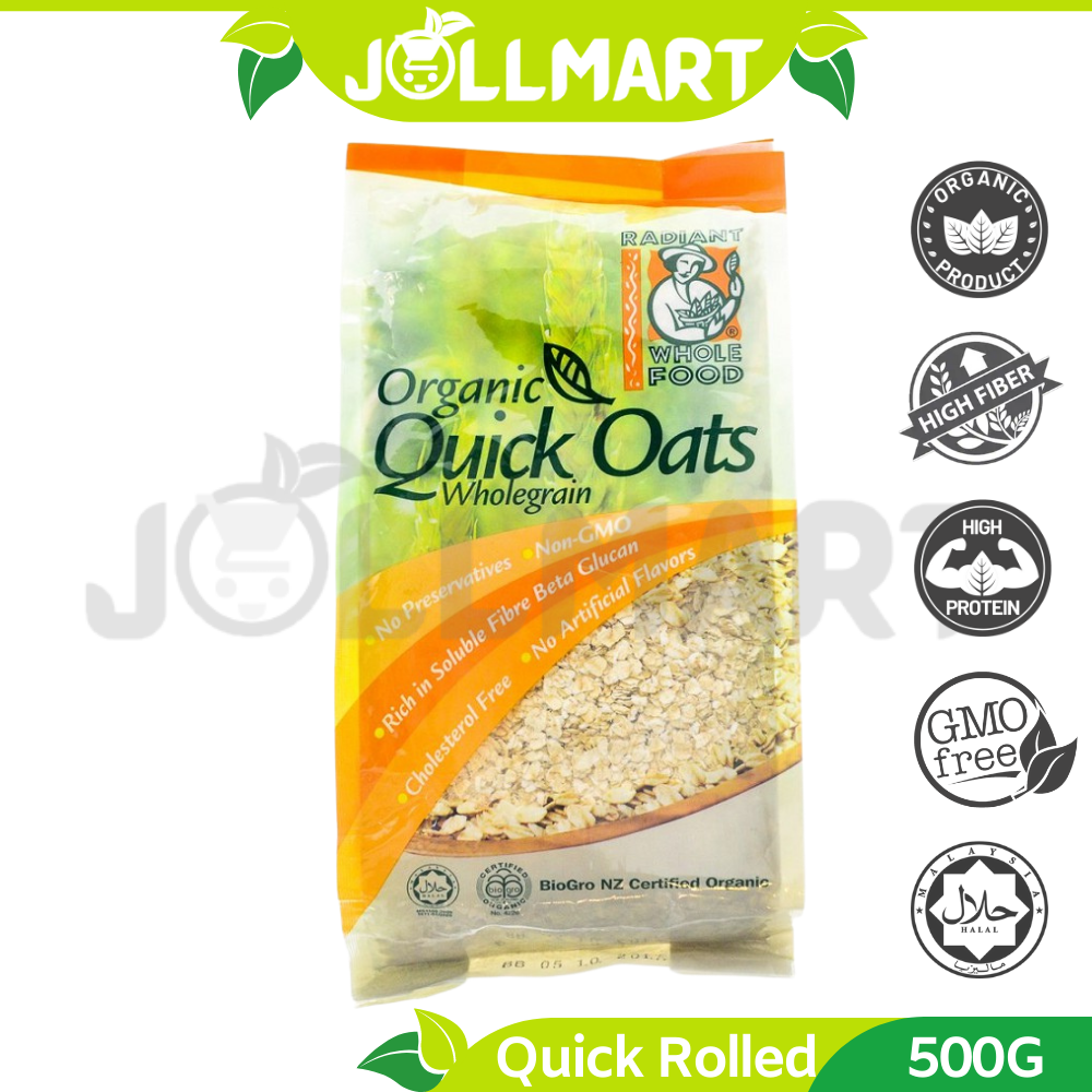 RADIANT Organic Quick Oats Healthy Breakfast [500G] Oat Halus Organik 有机即食燕麥片营养健康早膳 JOLLMART