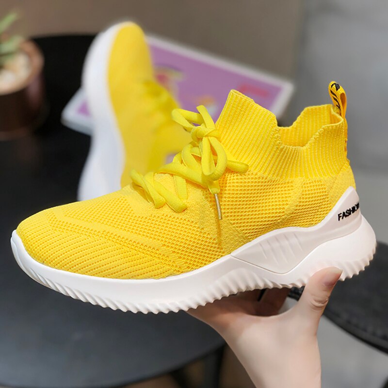 yellow female sneakers