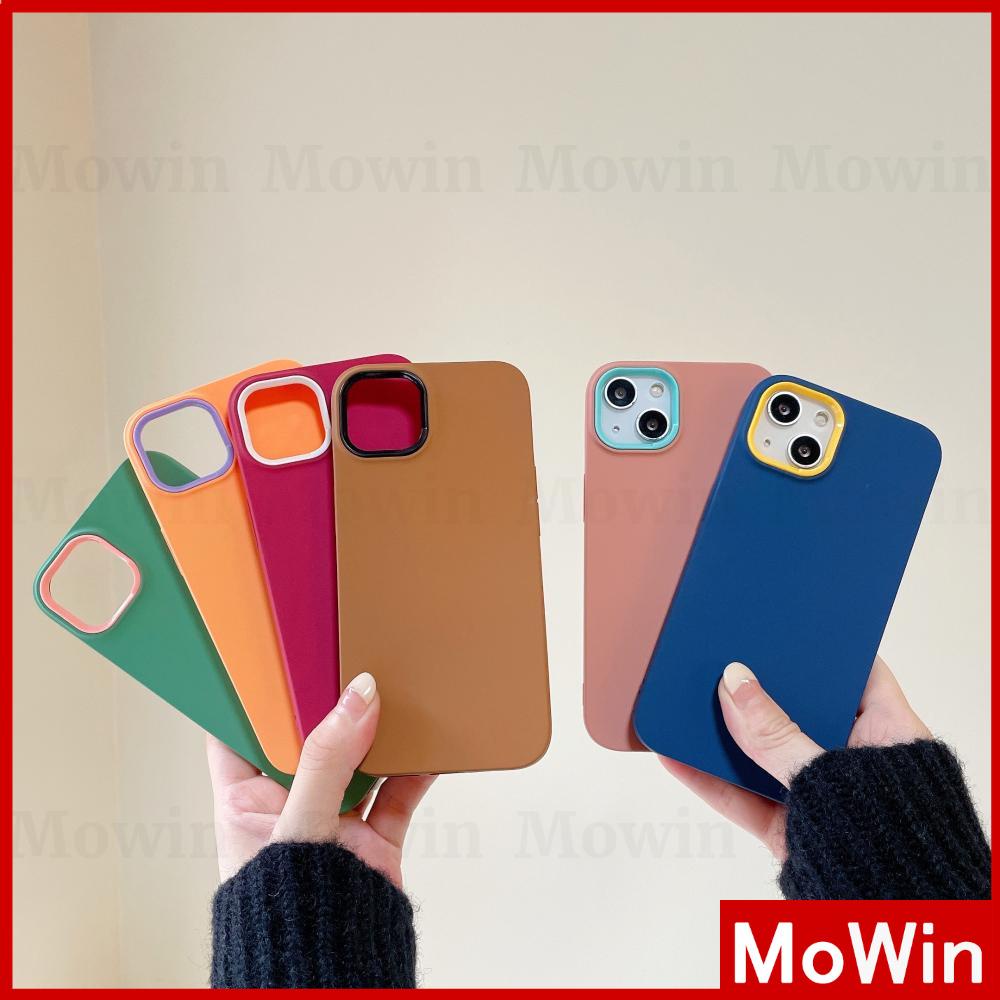 Iphone 13 Pro Max Iphone Case Skin Feel Silicone Soft Case Square Edge 2 In 1 Color Camera Protection Ring Shockproof Solid Color Pink Brown Blue Orange Rose Simple Style For Iphone 13 Pro