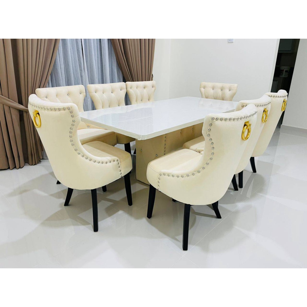 Chesterfield Marble Dining Set Shopee Malaysia