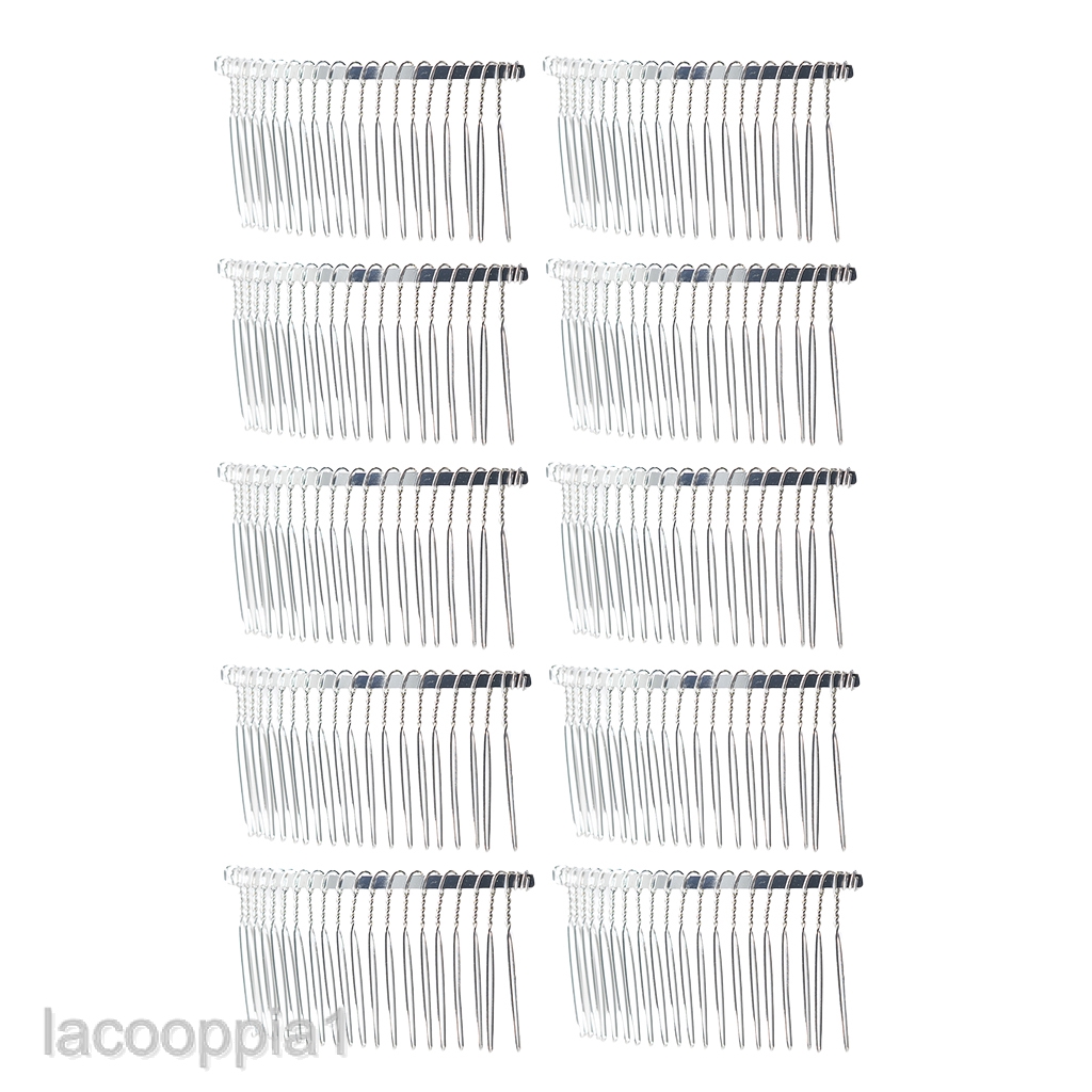 10x Metal Blank Hair Combs Hair Clips Pins Bridal Veil Diy Hair