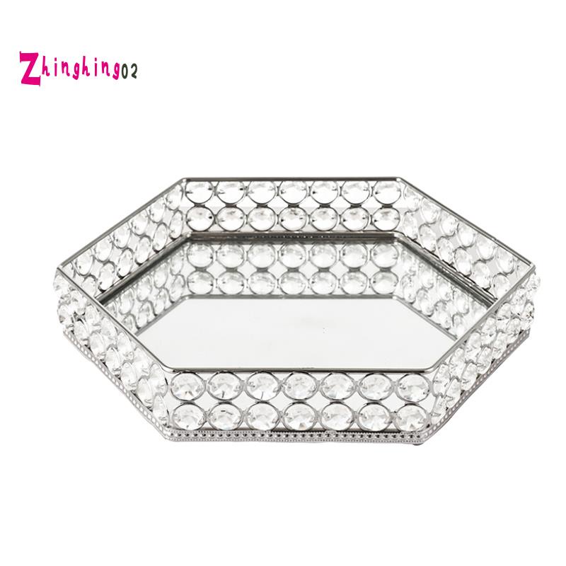 Crystal Hexagon Cosmetic Tray Jewelry, Decorative Tray For Dresser