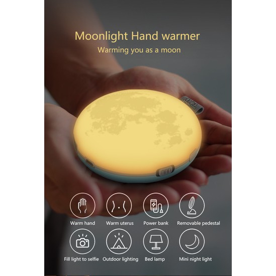 Lemoistar W1 Potable Rechargeable Hand Winter Warmer Period Hand Heater Healthcare 5000mAh Power Bank Baby Room Light