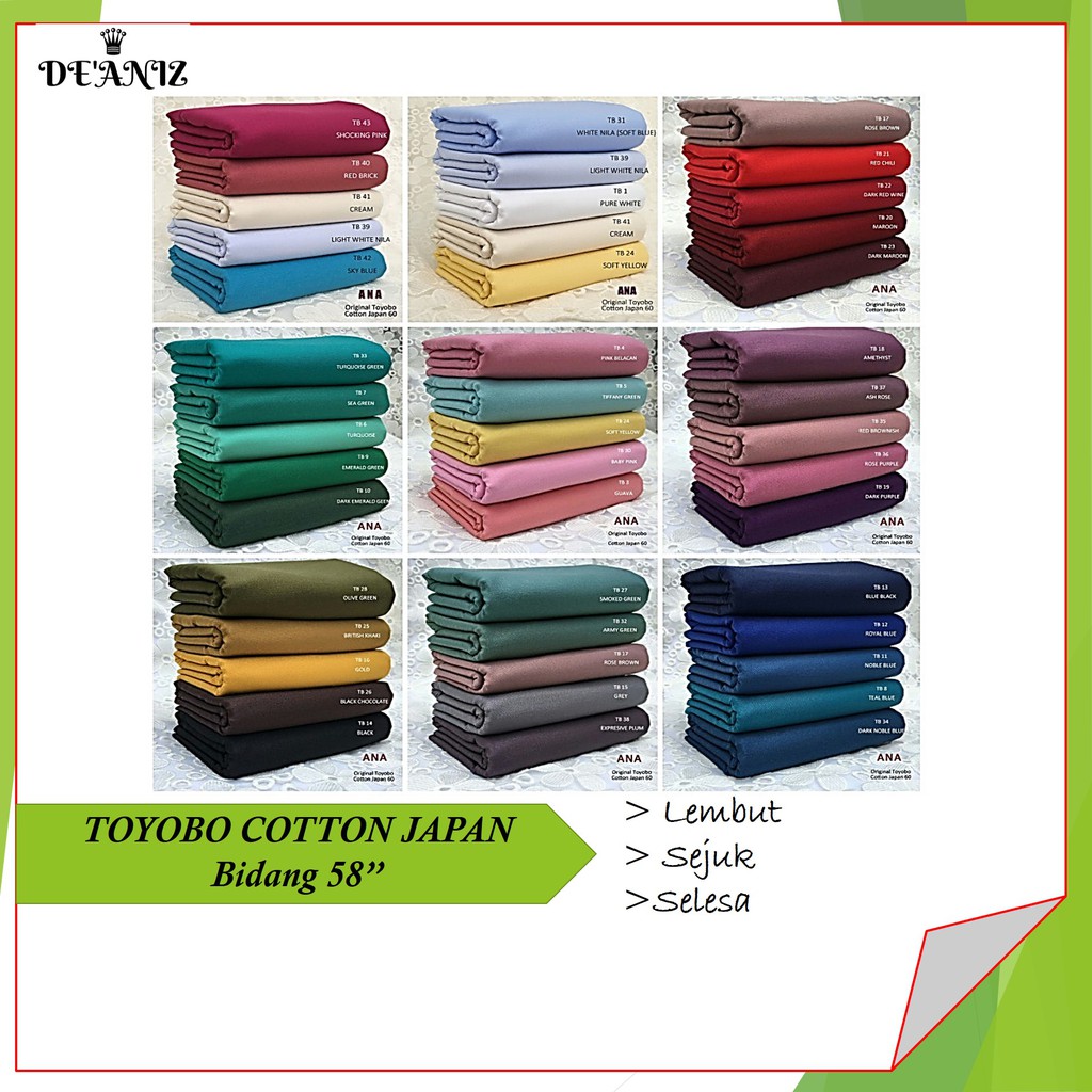 Kain Pasang COTTON TOYOBO JAPAN Bidang 58 Cotton Kain Pasang COTTON TOYOBO JAPAN Bidang 58 Cotton