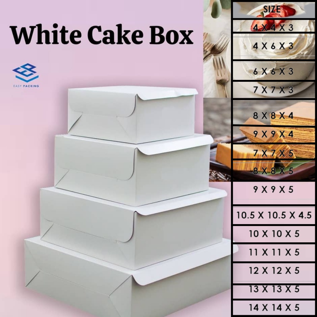 [Ready Stock] Plain Cake Box Without Window / White Cake Box / Kotak