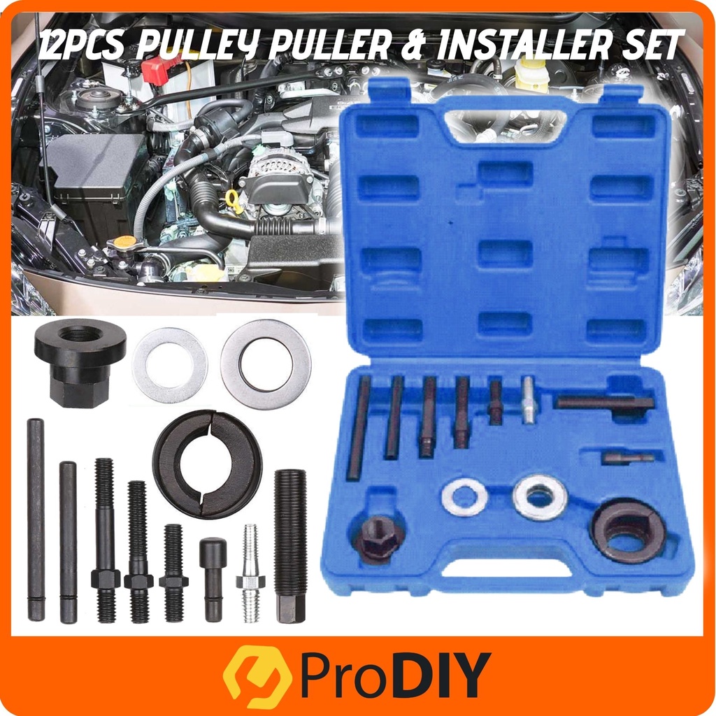 12PCS Pulley Puller & Installer Set Steering Wheel Power Steering Pump Pulley Removal and Installation Tool