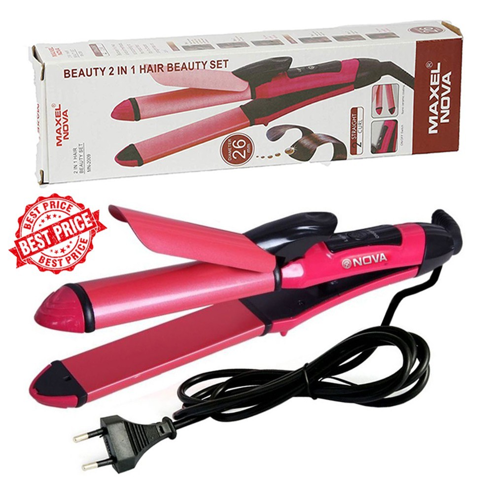 Nova 2 In 1 Multifunction Hair Straightener And Hair Curler Shopee Malaysia 