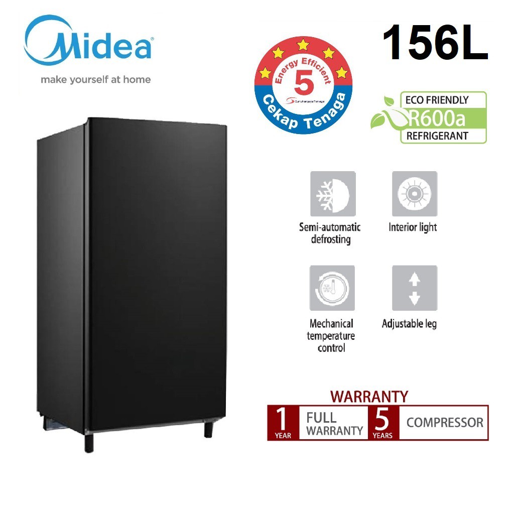 Midea Ms 196 156l 1 Door Refrigerator 5 Star Energy Rating Shopee Malaysia