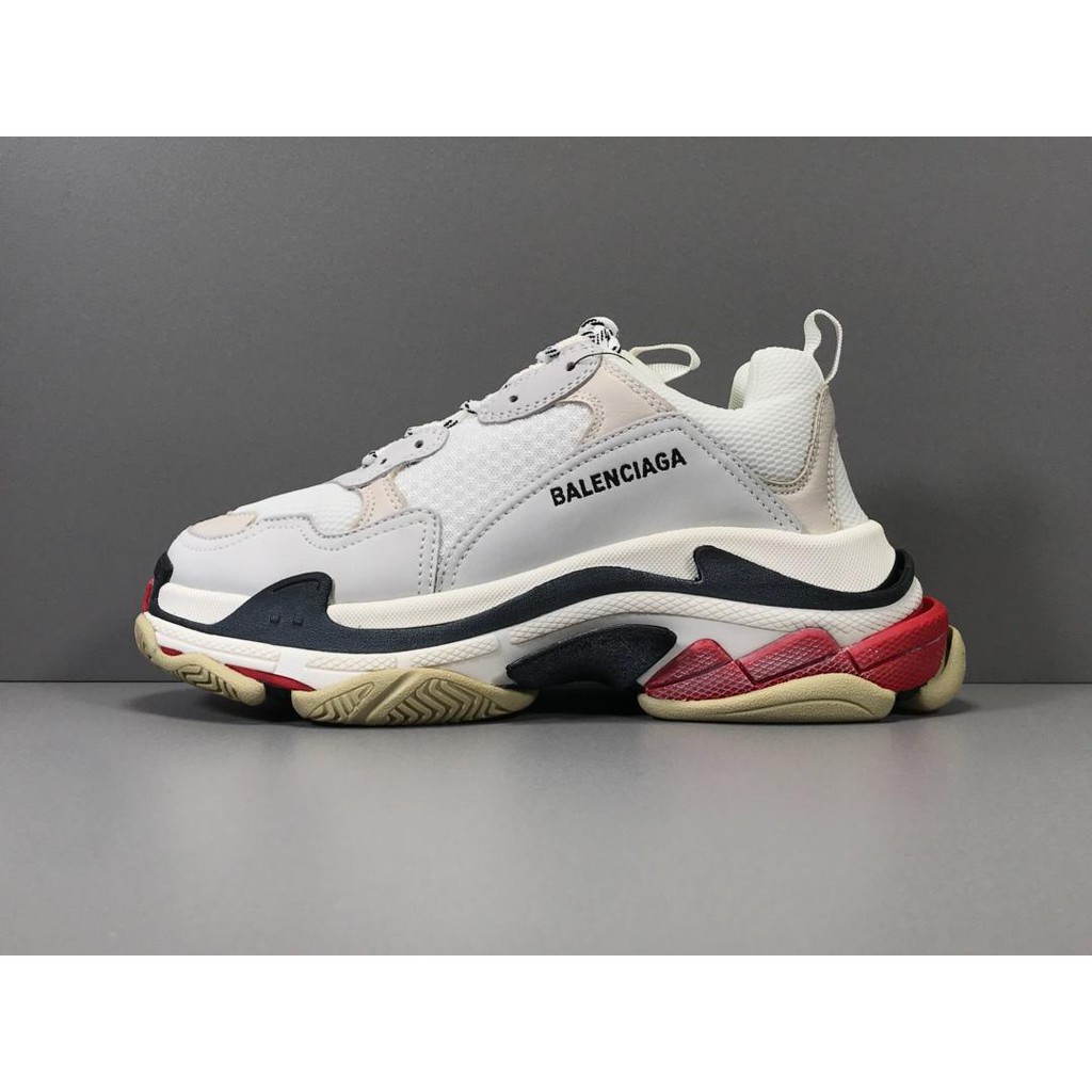 balenciaga triple s white black red