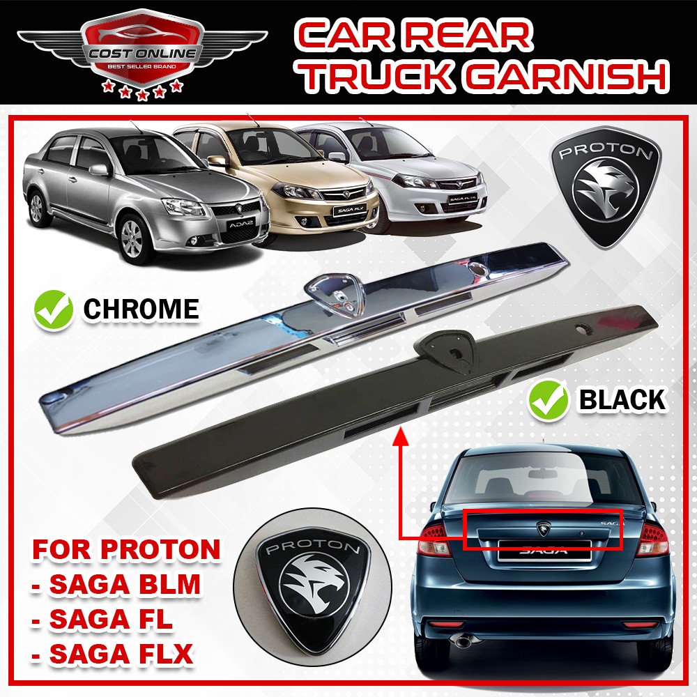 【Garnish BLM / FLX】Proton Saga BLM / FLX / FL Rear Bonnet Garnish With Logo