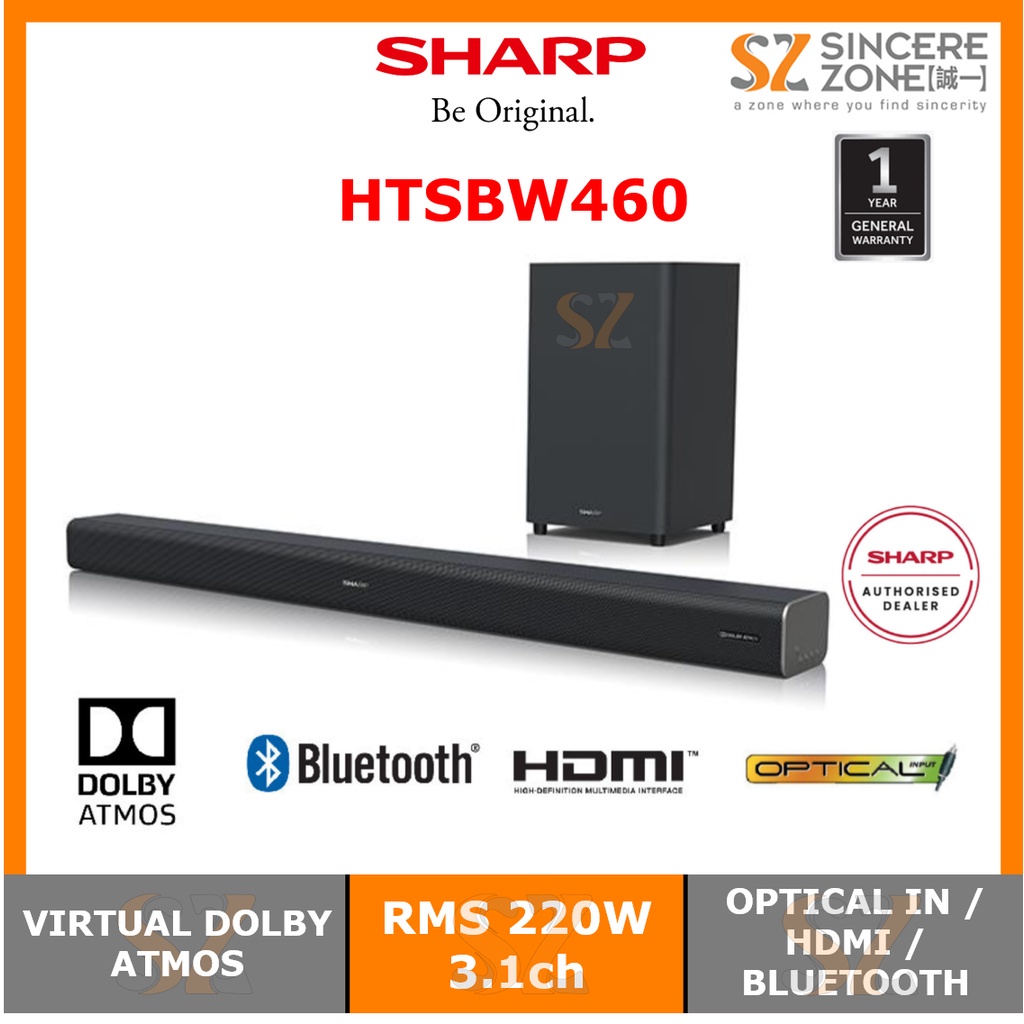 SHARP HTSBW460 Dolby ATMOS Sound Bar with Wireless Subwoofer FREE Assorted ANSS1