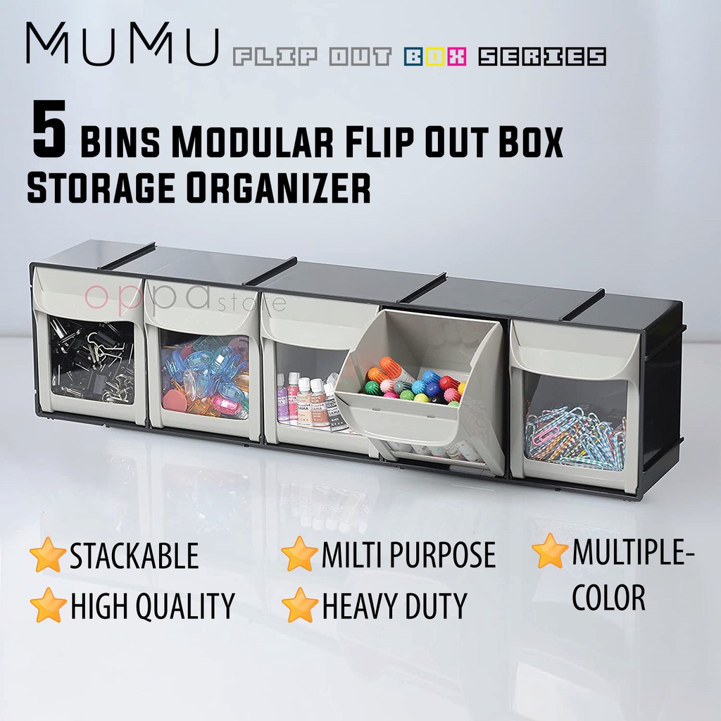 MUMU Style Desktop 5 Bins Modular TipOut Bins Interlocking Stackable