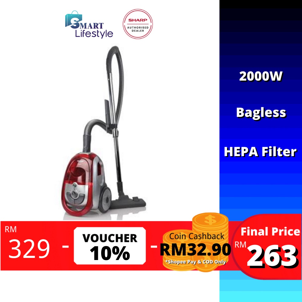 Sharp Bagless Vacuum Cleaner (2000W) ECLS20R Shopee Malaysia