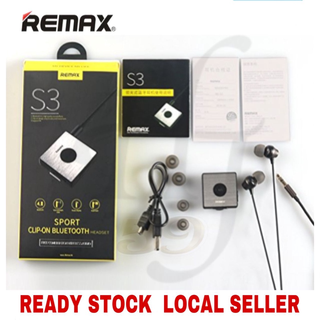 Remax S3 Bluetooth Headphones CLIP-ON Receiver BT4.1 RB-S3 [ READY ...