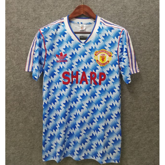 manchester united retro blue jersey