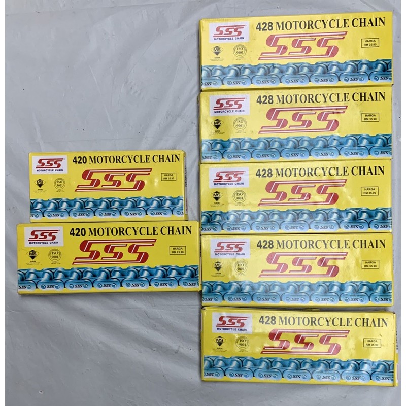 SSS Chain 420 98L 120L / 428 Chain 96L 98L 102L 110L 120L 132L (100% Original SSS Malaysia) Rantai Motosikal gi BC