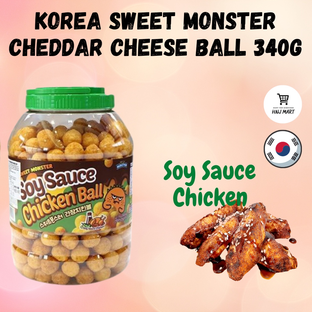 Korea Sweet Monster Cheddar Cheese Ball / Soy Sauce Chicken Ball / BBQ Ball 340g