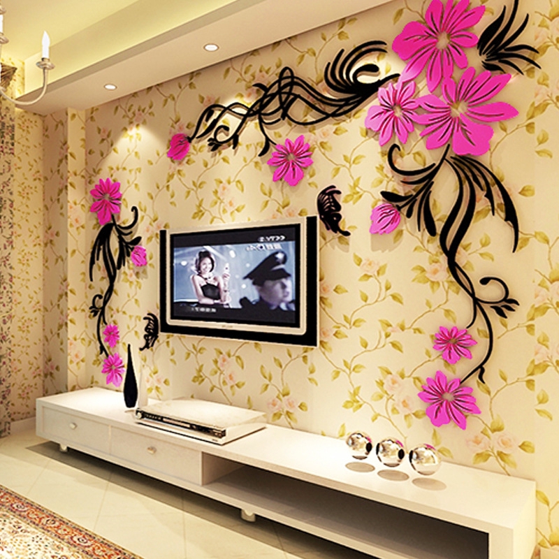 3d Flower Rattan Wall Stickers Home Decor Art Tv Background