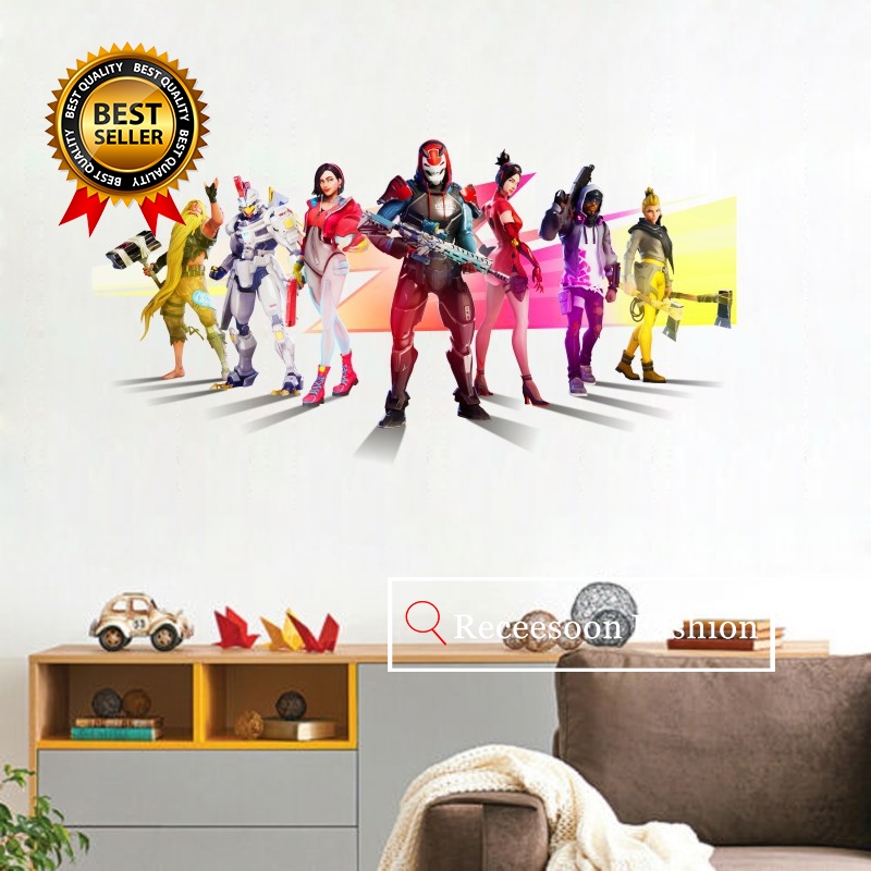 Game Fortnite 3d Broken Wall Stickers For Kids Room Home Wall Decor Wallpaper Shopee Malaysia