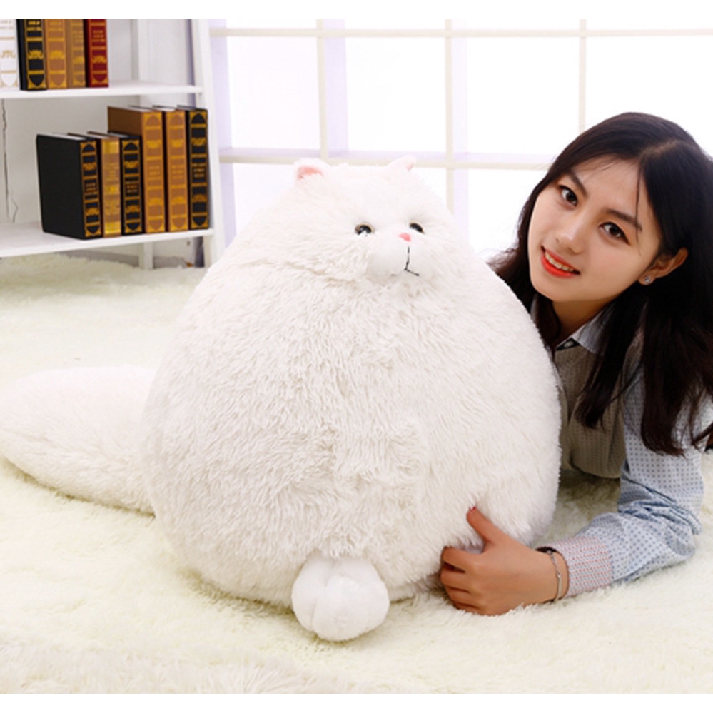 fluffy white cat toy