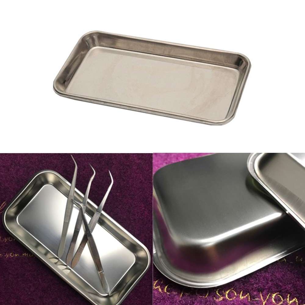 Stainless Steel Cosmetic Storage Tray Nail Art Equipment Plate Doctor Surgical Dental Tray False Nails Dish Tools