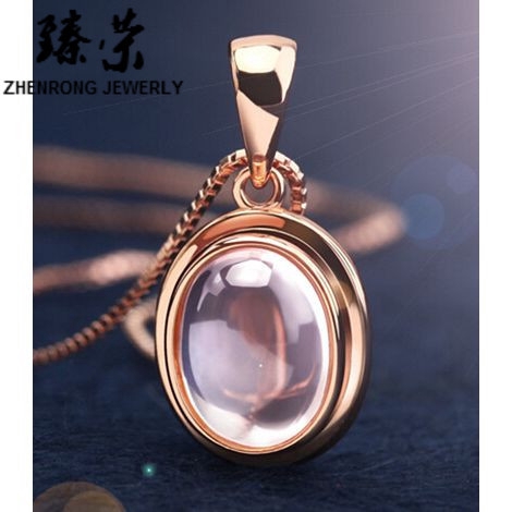 Female Jewelry Fashion Rose Gold Heart Necklace Pendant Hibiscus Stone Crystal
