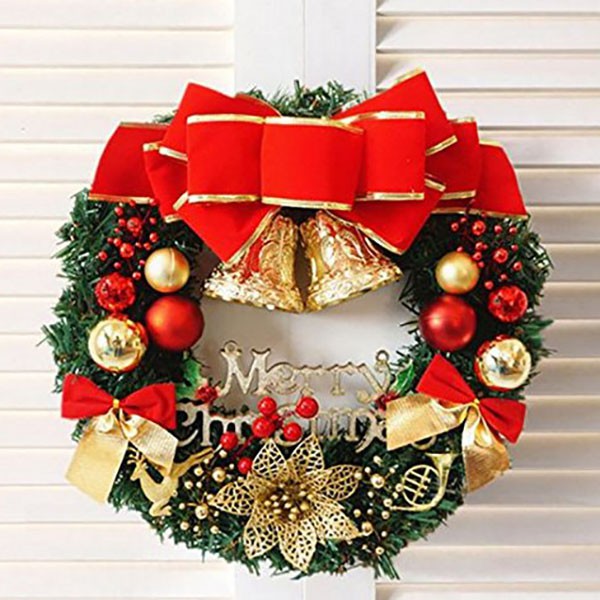 30cm Christmas Large Wreath Door Wall Hanging Ornaments Red