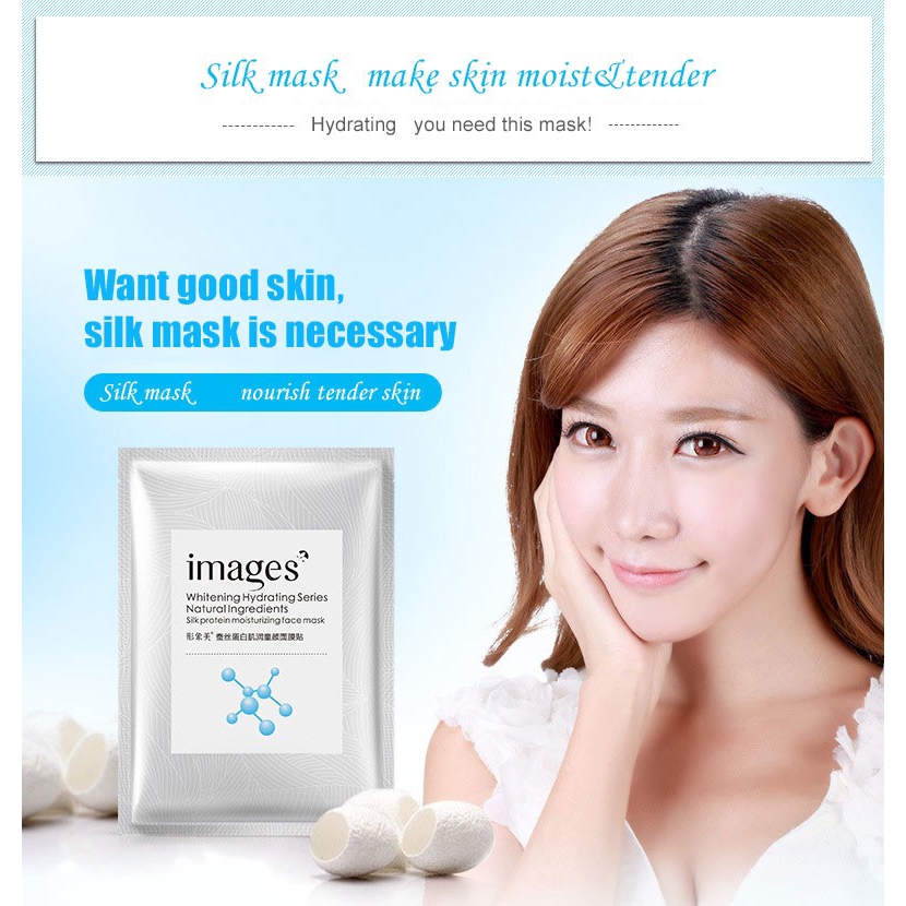 【READY STOCK】Original Images Whitening Hydrating Series Silk Protein Moisturizing Face Mask 1 Piece NATURAL-蚕丝蛋白面膜