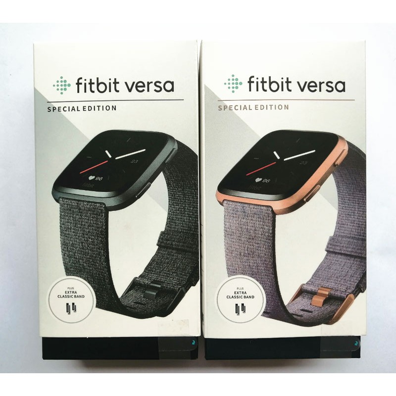 fitbit versa special edition smartwatch charcoal woven