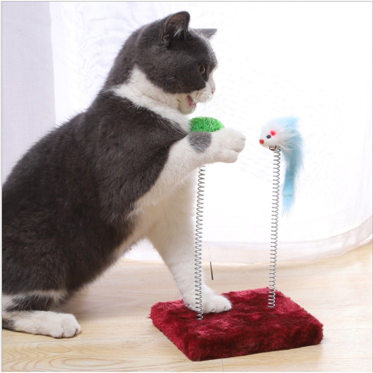 Square Base Spring Mouse Toy Spring Mouse Square Cat Scratch Board