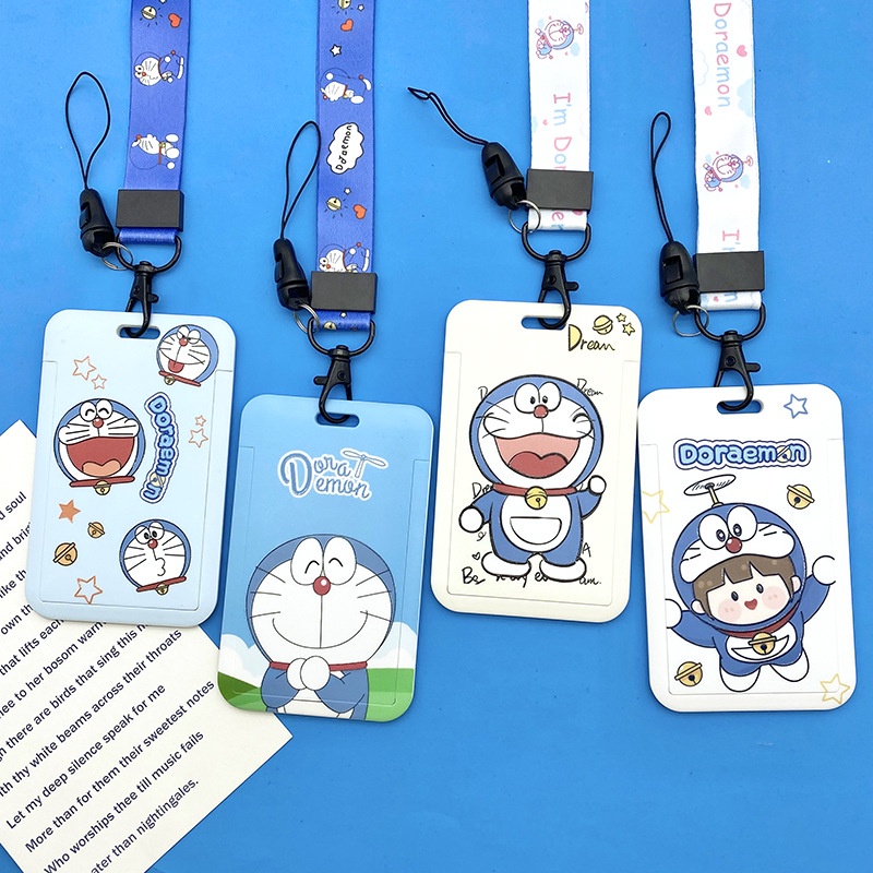 Doraemon cartoon lanyard card holder students cards subway work cards
