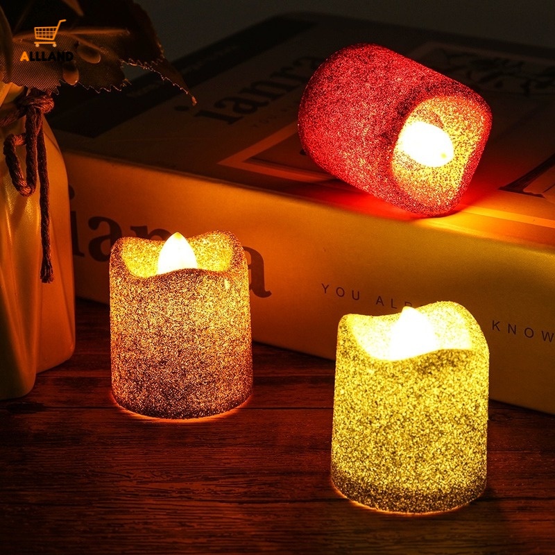 3 Colors Glitter Powder Simulation LED Electronic Candle Light/ Ramadan Festive Party Atmosphere Lamp Home Decoration