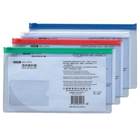 COX Sanyan NO.147 H Ticket Check Transparent Information Cover Bag Folder Storage Zipper