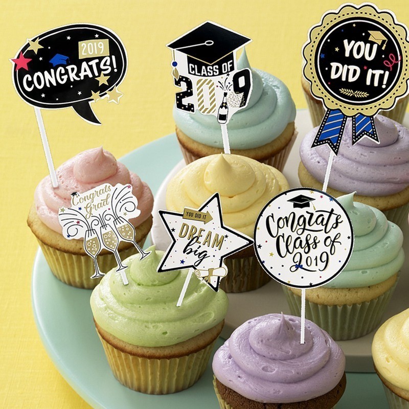 Transacend Kuhong 24pcs Set 2019 Graduation Cupcake Toppers For